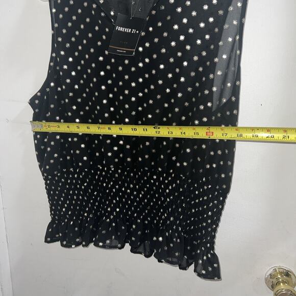 Forever 21 Sleeveless Blouse With Sheer Mesh Dotted 2xl - Picture 8 of 9